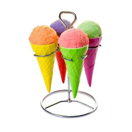 Image STANDS INOX+4 CÔNES GLACES  Ø 7x14,8 CM ASSORTI PORCELAINE (6 UNITÉ) #1