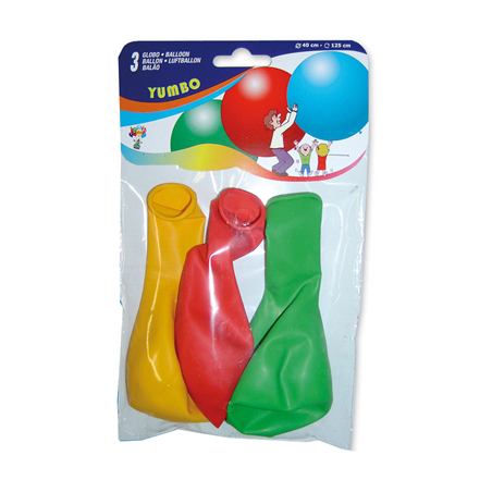 3 U. BALLONS "JUMBO"  Ø 36 CM ASSORTI LATEX (12 UNITÉ)