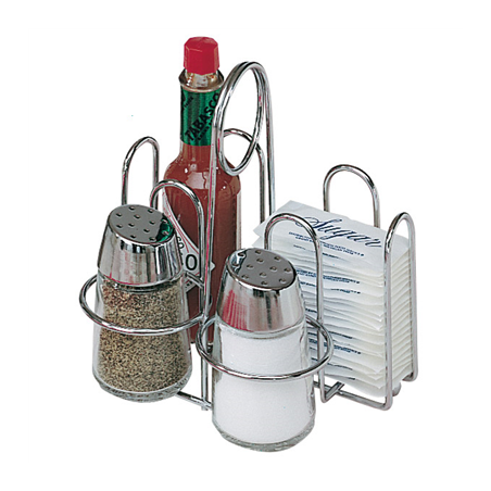 Image RACK POUR 4 ELEMENTS A CONDIMENTS  14,5x12x14,5 CM ARGENTE FER (1 UNITÉ) #1