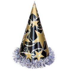 Image CHAPEAUX HOLOGRAPHIQUES CONIQUES  23 (h) CM NOIR CARTON (12 UNITÉ) #1