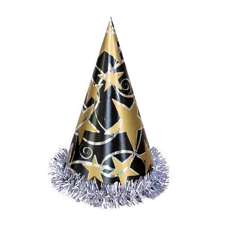 Image CHAPEAUX HOLOGRAPHIQUES CONIQUES  23 (h) CM NOIR CARTON (12 UNITÉ) #1