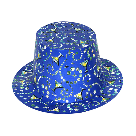 Image HAUTS DE FORME HOLOGRAPHIQUES   BLEU CARTON (12 UNITÉ) #1