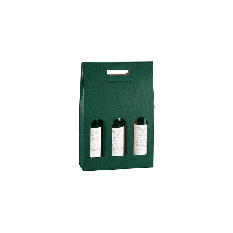 30 U. BOÎTES 3 BOUTEILLES  27x9x38,5 CM VERT CARTON (1 UNITÉ)