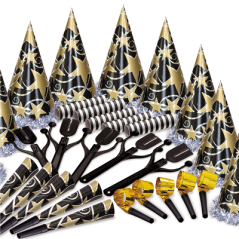 Image ASSORTIMENT COTILLON HOLOGRAFIQUE 10 PERSONNES   NOIR/OR (1 UNITÉ) #1