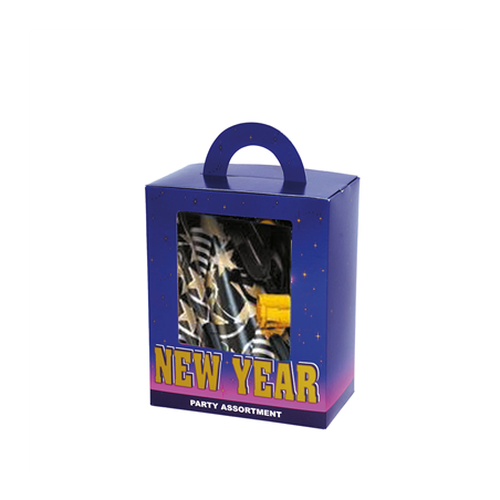 ASSORTIMENT COTILLON HOLOGRAFIQUE 10 PERSONNES   NOIR/OR (1 UNITÉ)