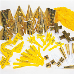 Image ASSORTIMENT COTILLON HOLOGRAFIQUE 10 PERSONNES   OR (1 UNITÉ) #1