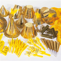 Image ASSORTIMENT COTILLON HOLOGRAFIQUE 20 PERSONNES   OR (1 UNITÉ) #1