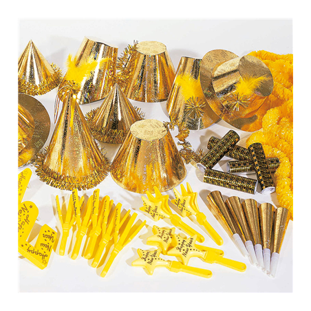 Image ASSORTIMENT COTILLON HOLOGRAFIQUE 20 PERSONNES   OR (1 UNITÉ) #1