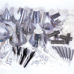 Image ASSORTIMENT COTILLON HOLOGRAFIQUE 20 PERSONNES   ARGENTE (1 UNITÉ) #1