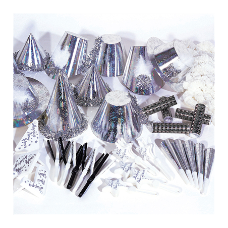 Image ASSORTIMENT COTILLON HOLOGRAFIQUE 20 PERSONNES   ARGENTE (1 UNITÉ) #1