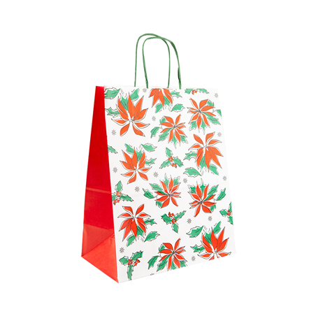 Image SAC SOS SANS ANSES - MODELE "CHRISTMAS"  80 G/M2 26+14x32 CM BLANC CELLULOSE (250 UNITÉ) #1