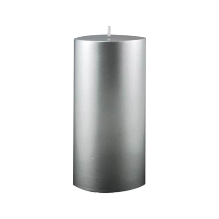 Image BOUGIE CYLINDRIQUE  7,5x15 CM ARGENTE PARAFFINE (1 UNITÉ) #1