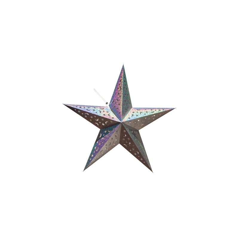 ÉTOILE AVEC LIMIÈRE LEDS  Ø 60 CM ARGENTE PAPIER (10 UNITÉ)