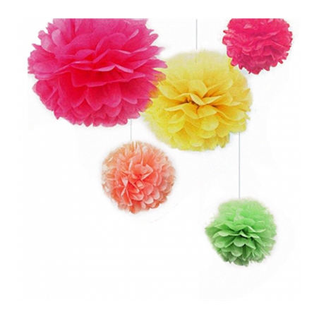 POM POM FLOWER  Ø 48 CM VERT PAPIER (10 UNITÉ)