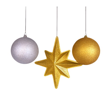 Image ETOILE + 2 BALLONS  55 / 25 CM OR PVC (1 UNITÉ) #1