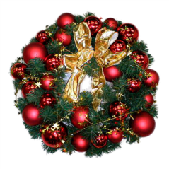 Image COURONNE AVEC 40 BOULES+80 LEDS+2 NOEUDS  Ø 46 CM (1 UNITÉ) #1