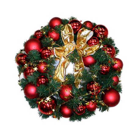 Image COURONNE AVEC 40 BOULES+80 LEDS+2 NOEUDS  Ø 46 CM (1 UNITÉ) #1