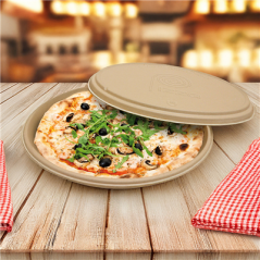 Image BASES RÉCIPIENT PIZZA 'BIONIC'  Ø 35,7x3,3 CM NATUREL BAGASSE (150 UNITÉ) #5