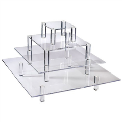 Image PRÉSENTOIR 4 ÉTAGES BUFFET  50/40/30/20 CM TRANSPARENT ACRYLIQUE (1 UNITÉ) #1