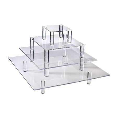 Image PRÉSENTOIR 4 ÉTAGES BUFFET  50/40/30/20 CM TRANSPARENT ACRYLIQUE (1 UNITÉ) #1