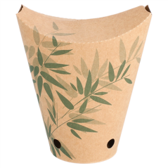 Image GOBELETS À FRITES AVEC FERMETURE 'FEEL GREEN' 12 OZ - 360 ML 200 + 25PE G/M2 6,7x12,5 CM MARRON CARTON (100 UNITÉ) #1