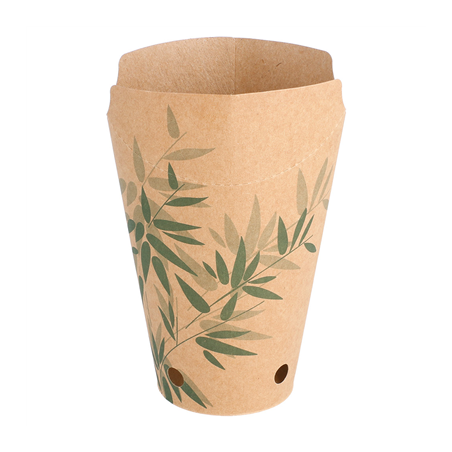 GOBELETS À FRITES AVEC FERMETURE 'FEEL GREEN' 12 OZ - 360 ML 200 + 25PE G/M2 6,7x12,5 CM MARRON CARTON (100 UNITÉ)