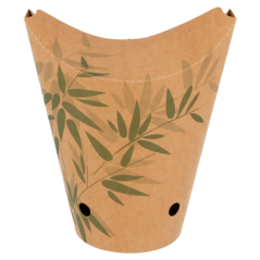 Image GOBELETS À FRITES AVEC FERMETURE 'FEEL GREEN' 16 OZ - 480 ML 200 + 25PE G/M2 8,5x14 CM MARRON CARTON (50 UNITÉ) #1