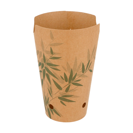GOBELETS À FRITES AVEC FERMETURE 'FEEL GREEN' 16 OZ - 480 ML 200 + 25PE G/M2 8,5x14 CM MARRON CARTON (50 UNITÉ)
