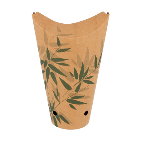 Image GOBELETS À FRITES AVEC FERMETURE 'FEEL GREEN' 22 OZ - 660 ML 200 + 25PE G/M2 8,5x18 CM MARRON CARTON (50 UNITÉ) #1