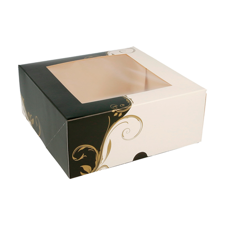 Image BOÎTES PATISSERIES AVEC FENÊTRE 'THEPACK CLASSIC' 250 G/M2 18x18x7,5 CM BLANC CARTON ONDULÉ NANO-MICRO (200 UNITÉ) #1