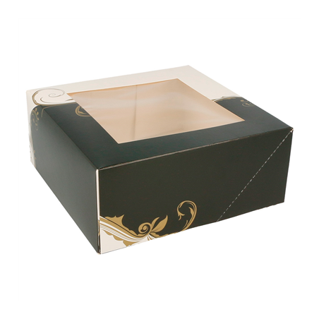 BOÎTES PATISSERIES AVEC FENÊTRE 'THEPACK CLASSIC' 250 G/M2 18x18x7,5 CM BLANC CARTON ONDULÉ NANO-MICRO (200 UNITÉ)