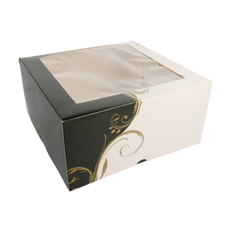 Image BOÎTES PÂTISSERIES AVEC FENÊTRE 'THEPACK CLASSIC' 250 G/M2 24x24x12 CM BLANC CARTON ONDULÉ NANO-MICRO (100 UNITÉ) #1