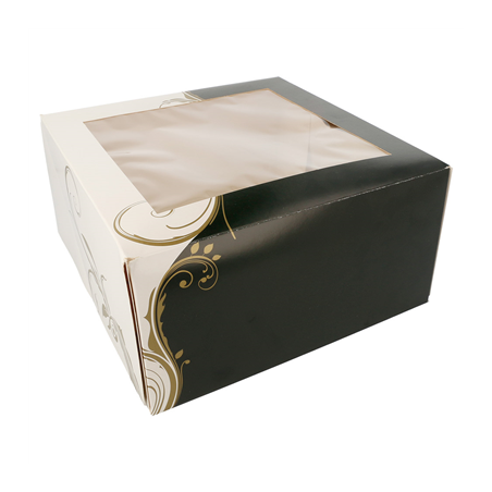 BOÎTES PÂTISSERIES AVEC FENÊTRE 'THEPACK CLASSIC' 250 G/M2 24x24x12 CM BLANC CARTON ONDULÉ NANO-MICRO (100 UNITÉ)