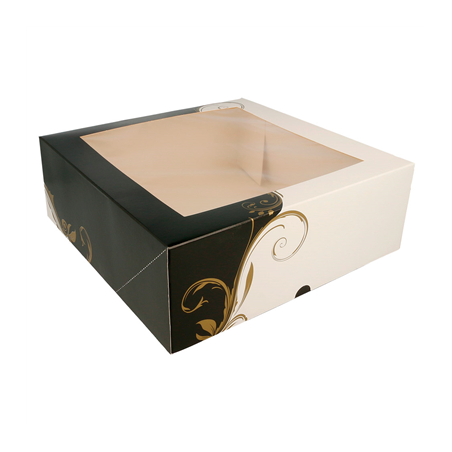 Image BOÎTES PÂTISSERIES AVEC FENÊTRE 'THEPACK CLASSIC' 250 G/M2 28x28x10 CM BLANC CARTON ONDULÉ NANO-MICRO (100 UNITÉ) #1