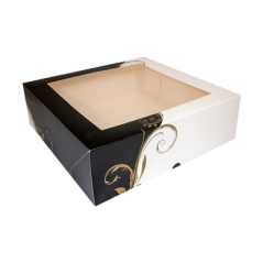 Image BOÎTES PÂTISSERIES AVEC FENÊTRE 'THEPACK CLASSIC' 250 G/M2 32x32x10 CM BLANC CARTON ONDULÉ NANO-MICRO (100 UNITÉ) #1