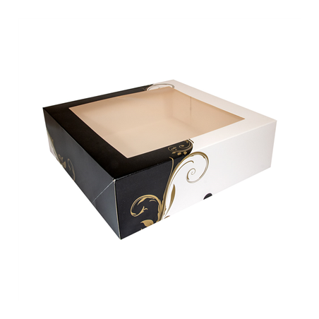 Image BOÎTES PÂTISSERIES AVEC FENÊTRE 'THEPACK CLASSIC' 250 G/M2 32x32x10 CM BLANC CARTON ONDULÉ NANO-MICRO (100 UNITÉ) #1