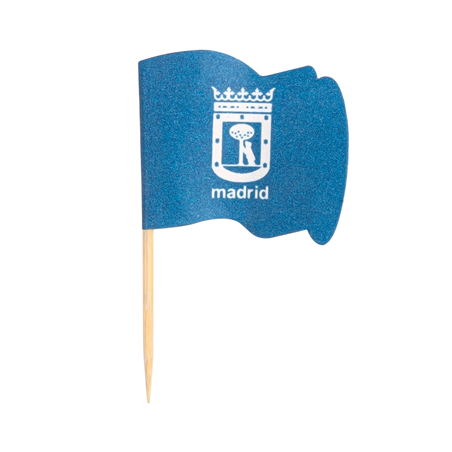Image PETITS DRAPEAUX MADRID  4x3/6,5 CM ASSORTI BOIS (144 UNITÉ) #1