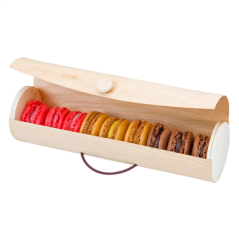Image BOÎTES CYLINDRIQUES POUR 7/9 MACARONS  Ø 6x22,5 CM NATUREL BOIS (50 UNITÉ) #4