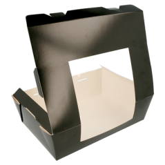 Image BOÎTES AMÉRICAINES AVEC FÊNETRE 1980 ML 300 G/M2 19,8x14x6,4 CM NOIR CARTON (200 UNITÉ) #3