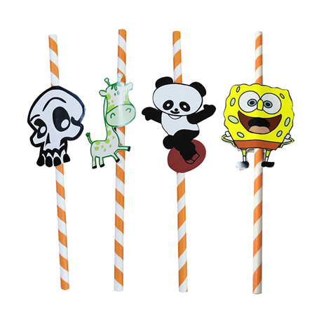Image PAILLES "PANDA & CIA"  Ø 0,60x24 CM ASSORTI PAPIER (100 UNITÉ) #1