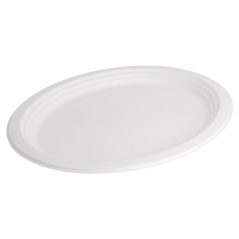 Image ASSIETTES OVALES 'BIONIC'  32x25,5x2,1 CM BLANC BAGASSE (500 UNITÉ) #1