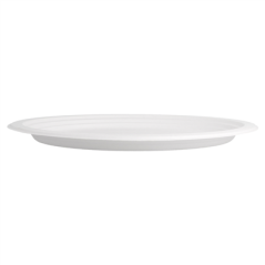 ASSIETTES OVALES 'BIONIC'  32x25,5x2,1 CM BLANC BAGASSE (500 UNITÉ)