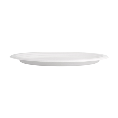 ASSIETTES OVALES 'BIONIC'  32x25,5x2,1 CM BLANC BAGASSE (500 UNITÉ)