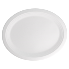 Image ASSIETTES OVALES 'BIONIC'  32x25,5x2,1 CM BLANC BAGASSE (500 UNITÉ) #3