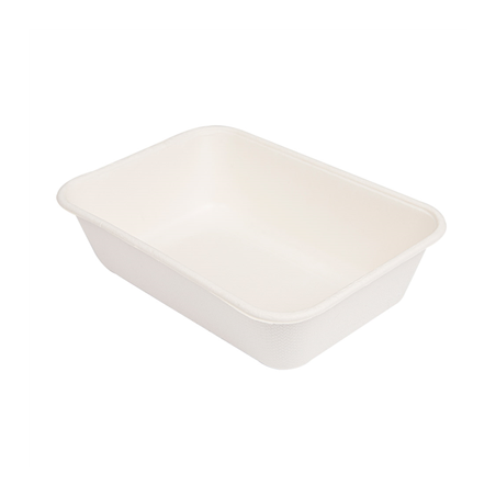 PLATEAUX + COUVERCLE 'BIONIC' 800 ML 19,3x13,5x5 CM BLANC BAGASSE (400 UNITÉ)