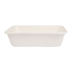 Image PLATEAUX + COUVERCLE 'BIONIC' 800 ML 19,3x13,5x5 CM BLANC BAGASSE (400 UNITÉ) #3
