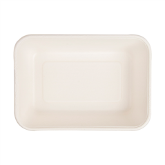 Image PLATEAUX + COUVERCLE 'BIONIC' 800 ML 19,3x13,5x5 CM BLANC BAGASSE (400 UNITÉ) #4