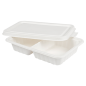 Image PLATEAUX 2 COMPART + COUVERCLE 'BIONIC' 800 ML 23,3x14,6x6 CM BLANC BAGASSE (400 UNITÉ) #1