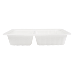 Image PLATEAUX 2 COMPART + COUVERCLE 'BIONIC' 800 ML 23,3x14,6x6 CM BLANC BAGASSE (400 UNITÉ) #3