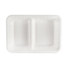 Image PLATEAUX 2 COMPART + COUVERCLE 'BIONIC' 800 ML 23,3x14,6x6 CM BLANC BAGASSE (400 UNITÉ) #4